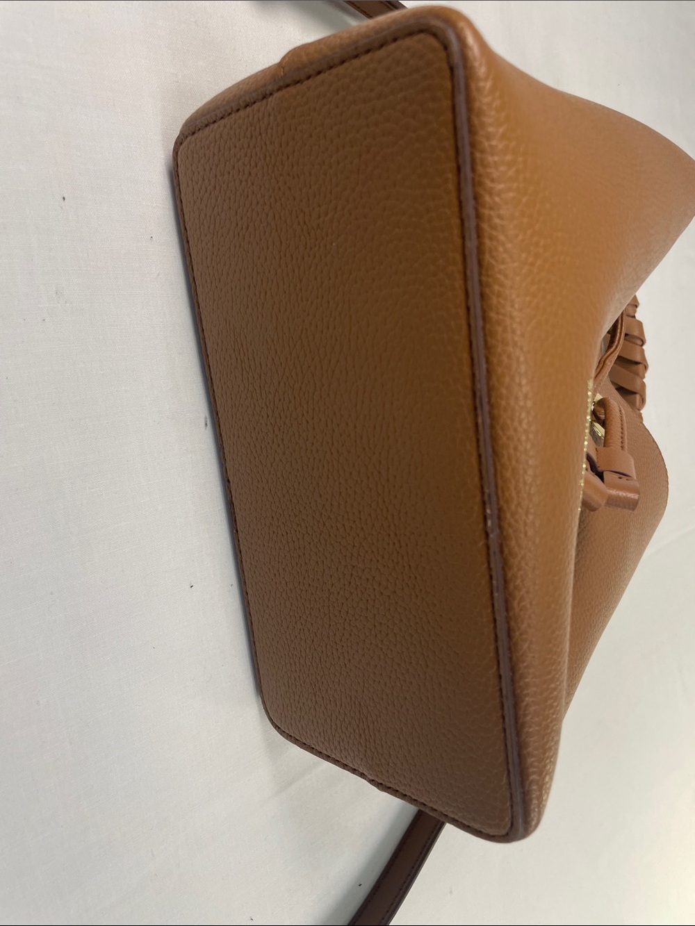 Nanette Lepore Brown Tan Pebbled Leather Drawstring Bucket Bag - Picture 2 of 10